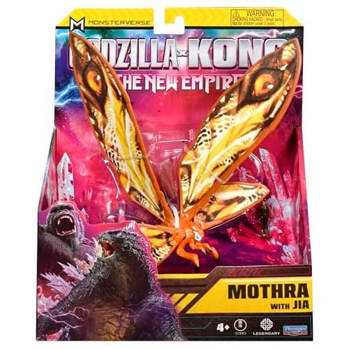 Image of MonsterVerse Godzilla x Kong: The New Empire, 6-Inch Mothra Action Figure Toy, Iconic Collectable Movie Character, Includes 1-Inch Mini Jia, Suitable for Ages 4 Years+