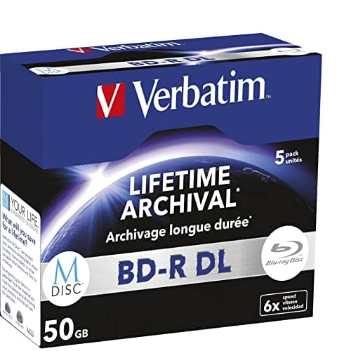 Image of 1x5 Verbatim M-Disc BD-R Blu-Ray 50GB 6X Speed, Jewel Case