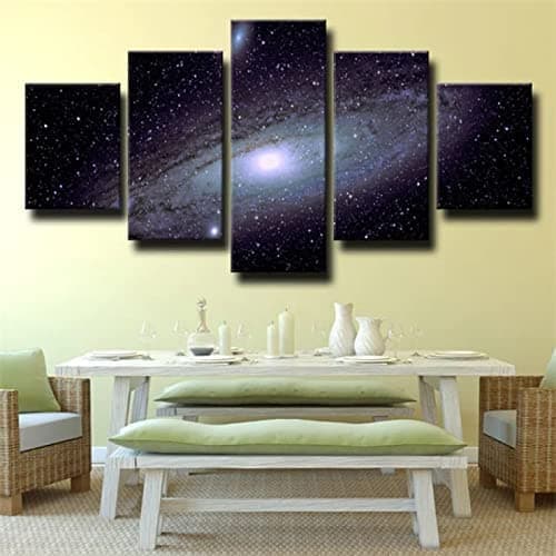 Image of 5 Piece Canvas Wall Art Andromeda Galaxy Wall Art Non-Woven Canvas Prints,5 Pieces Artwork Canvas Wall Art 5 Panel Wall Art Painting Photo For Home Living Room Bedroom Office L/With Frame 150 X 80