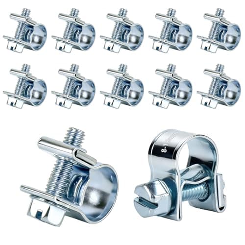 Image of 10 Pcs Small Hose Clips 8-10mm, Small Adjustable Hose Pipe Clips Clamps,Adjustable Fuel Injection Style Repair ClampZinc Plated Tube Clamps for Automotive Diesel Petrol Pipe