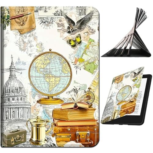 Image of RWUTYTIUL for Samsung Galaxy Tab S6 10.5" 2019 SM-T860/T865/T867 Case, Shockproof Smart Protective Multi-Angle Viewing Tablet Cover for Women Men with Auto Sleep/Wake, Retro Map