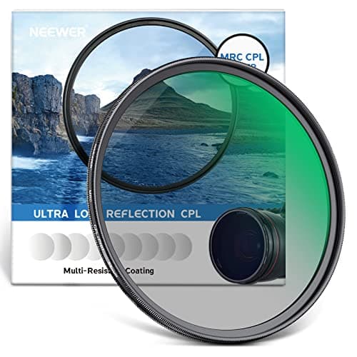Image of NEEWER 55mm Polarizing Filter 30 Layer Multi Resistant Nano Coatings Circular Polarising Filter(CPL) Reduce Glare/Enhance Contrast/Ultra Slim/Reduces Reflection/HD Optical Glass Polarizer Filter