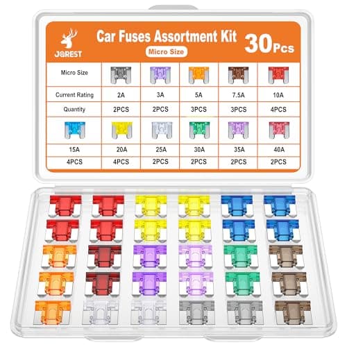 Image of JOREST 30Pcs Car Fuse Kit - Micro Blade Fuses Automotive (Low Profile Mini Fuse) - Replacement Fuses Assortment Kit for Car/RV/Truck/Motor (2Amp 3A 5A 7.5A 10A 15A 20A 25A 30A 35A 40A)