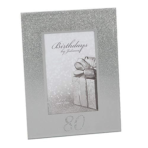 Image of 80th Birthday 4" x 6" Glitter Mirrored Glass Frame, 80 design