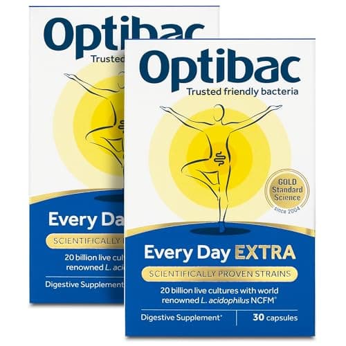 Image of Optibac Probiotics - for Every Day Extra Strength | Daily 20 Billion Live Bacteria Supplement | Lactobacillus Acidophilus NCFM Multi Strain Formula - 60 Vegan Capsules