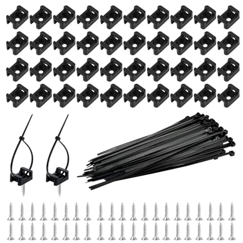 Image of 200Pcs Black Nylon Mount Base Screw Cable Tie, Heavy Duty Screw Mount Cable Tie, Strong Nylon Self-Locking Cable Zip Ties for Home Wire Management