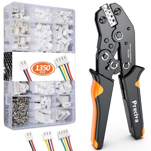 Image of Preciva Crimping Tool Set with 1350pcs JST Connectors, 0.08-1mm² (AWG28-18) Ratchet Ferrule Crimper Tool Kit with 550pcs JST-XH Connectors and 800pcs JST-XH Pins