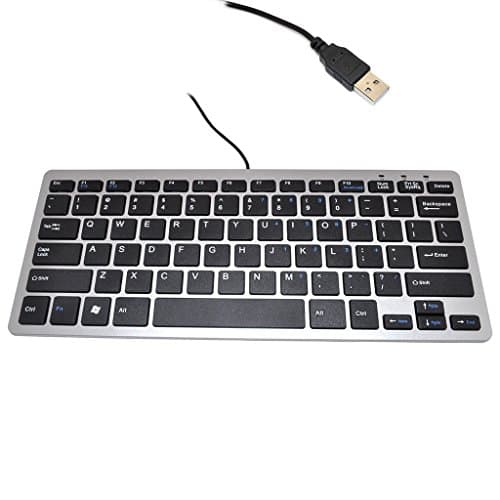 Image of iKKEGOL® Mini USB Slim Wired 78 Key Small Super Thin Compact Keyboard for Desktop Laptop PC Win 7 (Black with Silver)