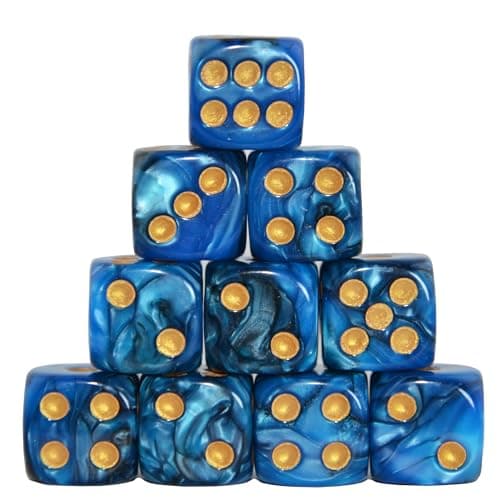 Image of StarMall 10-Pack 16mm D6 Polyhedral Dice Set 6-sided Acrylic Die for RPG MTG DND Dice Table Board Games (Black-Blue)