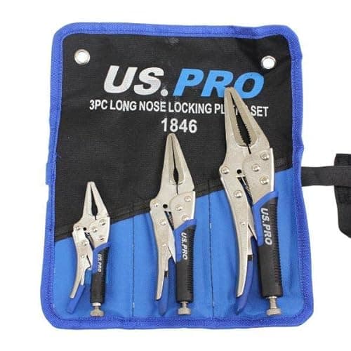 Image of US PRO Tools 3pc Long Nose Locking Plier Pliers Set 4.5-10" Mole Grips Clamps 1846.5-10" Mole Grips Clamps 1846