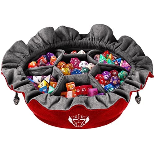 Image of CardKingPro Immense Dice Bags with Pockets - Red - Capacity 150+ Dice - Great Organizer for Dice Hoarders, Perfect For Dungeons and Dragons [Patented Design]