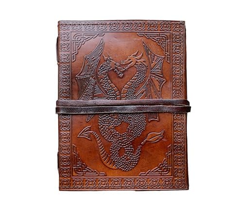 Image of 18 cm double dragon Leather Blank Book grimoire leather journal book of shadows spell book leather diary journal notebook sketchbook gift for artists