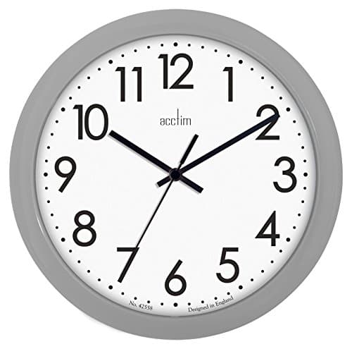Image of Acctim Abingdon Wall Clock Quartz Easy Read Arabic Numbers Grey 25cm 21890