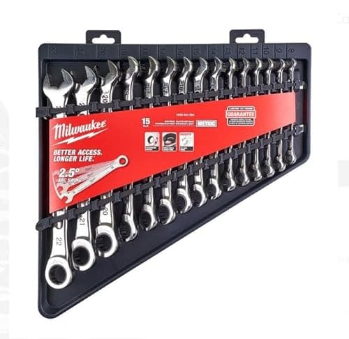 Image of Milwaukee 932464994 Max Bite Ratcheting Combination Spanner Set, 15 Piece