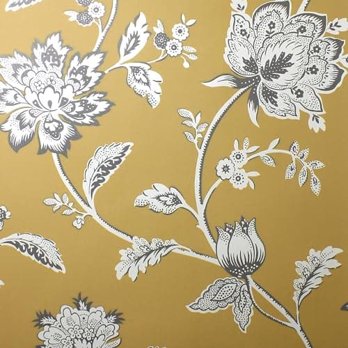 Image of Fine Decor FD43450 Juliette Floral Wallpaper, Ochre
