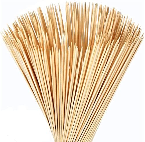 Image of JKG® 12" 150 Pack Bamboo Wooden BBQ SKEWERS Sticks - Food Grade - Extra Long BBQ Cocktail Barbeque Roasting Sticks Set Marshmallow Chocolate Fountains Kebab Decoration Conkers Fruit 30cm Long
