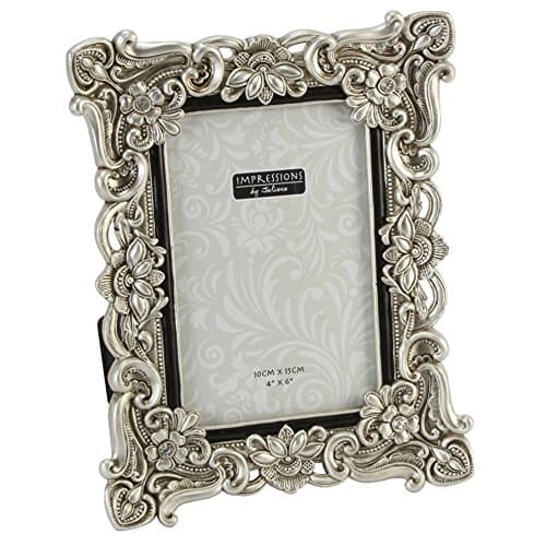 Image of Floral Antique Silver Photo Frame 4 x 6