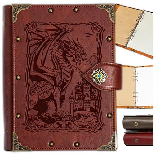 Image of DUROTAN DND Notebook Vintage Dragon Journal Unique Refillable Binder Leather A5 400 Pages For Dungeons and Dragons Gift D&D Gifts DM Accessories Men&Women