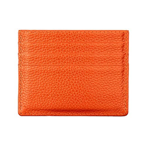 Image of Hibate Genuine Leather Girls Slim Credit Card Holder Sleeve Case Wallet Women Ladies - Orange