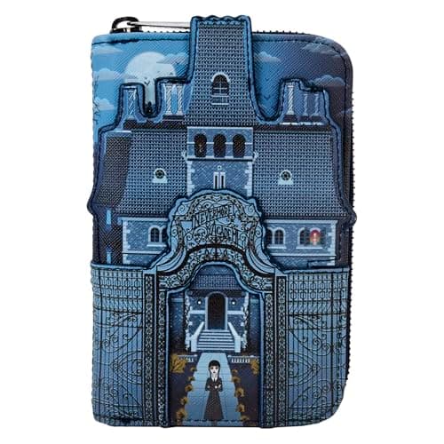 Image of Loungefly Wednesday Nevermore Academy Castle ZIp Around Wallet, Multicolor, Zip Around Wallet