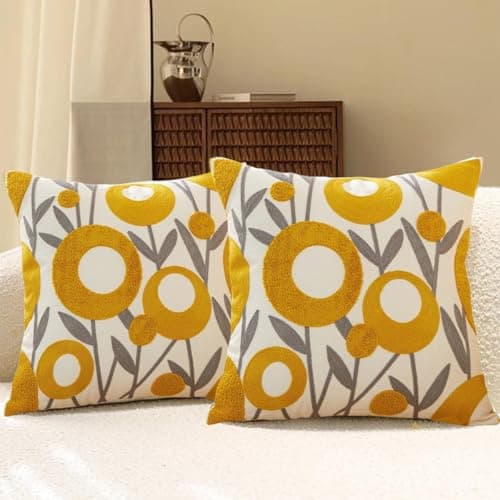 Image of Traziewell Flower Cushions Covers Set of 2 Soft Cushion Cover 45x45cm Decorative Throw Pillow Cases 18x18 inch Pillowcase for Bedroom Sofa Couch T410