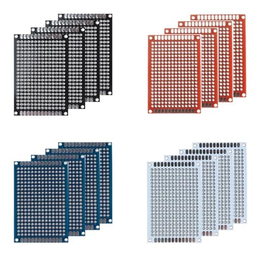 Image of Enksagd 20 Pcs(4x6cm) Double Sided PCB Board Prototype Kit Soldering 4 Colour Universal Printed Circuit Board for DIY Soldering and Electronic Project