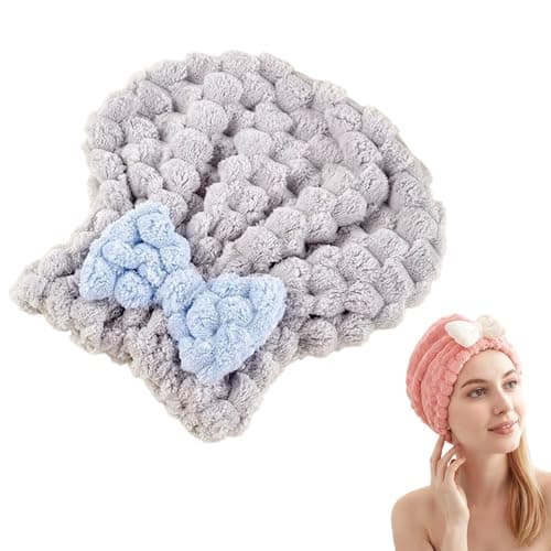Image of OZDOZD Super Absorbent Hair Towel Wrap for Women, 2026 Upgraded Microfiber Hair Towel, Quick Drying, Soft & Lightweight, Hair Turban Wrap with Bow for Wet Hair (Gray)