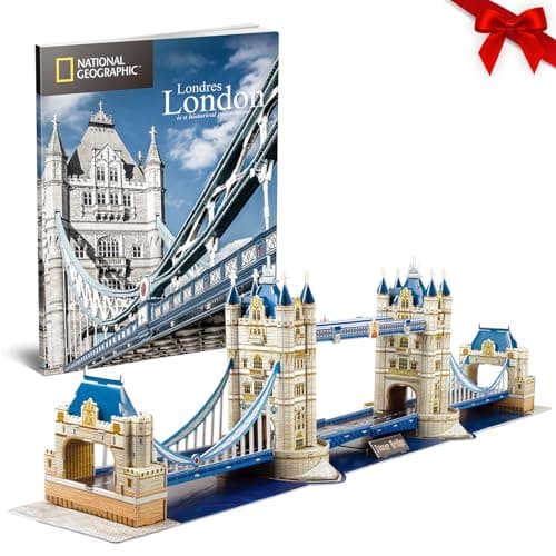 Image of CubicFun 3D Tower Bridge London Puzzle, with National Geographic Photo Booklet, 120 Pieces