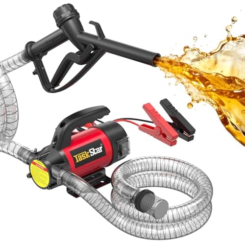Image of TaskStar 12V Fuel Transfer Pump Kit: 50L/Min Electric Diesel Transfer Pump with Fuel Nozzle, Filter & Hoses for Diesel Kerosene Transformer Oil, Protable Oil Pump for Home Farm Boat Fueling