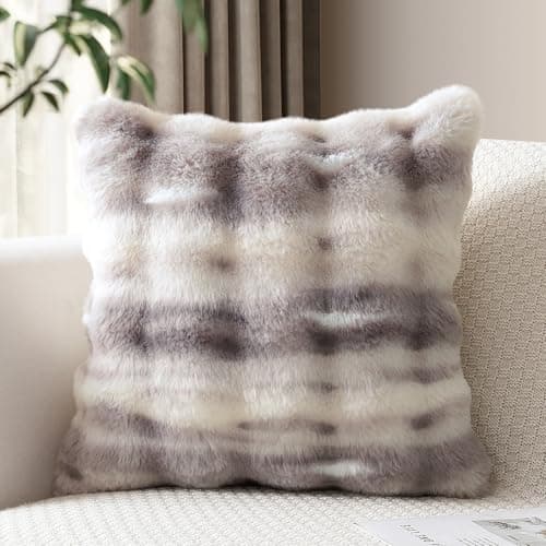 Image of JOTOM Set of 1 Plush Cushion Cover 50x50 cm Soft Decorative Throw Pillow Cover Fluffy Faux Fur Pillowcase for Couch Sofa Bedroom Pillow 20x20 Inch (Grey Taupe)