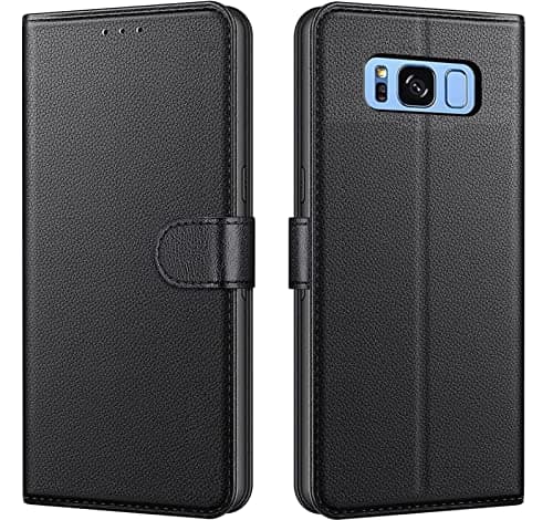Image of NWNK13 Samsung Galaxy S6 (SM-G920) Phone Case Premium Leather Flip Case Book Wallet Case Card Holder Media Stand Shock Proof Case Protective Phone Cover Compatible for Samsung S6 Black