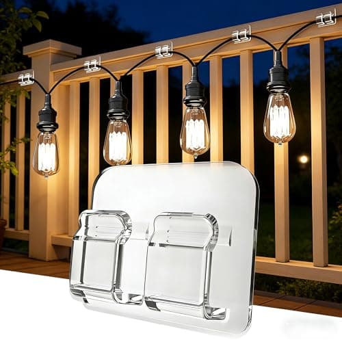 Image of 40 Pack Heavy Duty Outdoor Cable Clips Self-Adhesive (Large 3x4cm Base) – Clear Wire Holders for Christmas Lights & Ethernet Leads – Weatherproof, Damage-Free Cable Tidy for Garden, Home Office & Desk