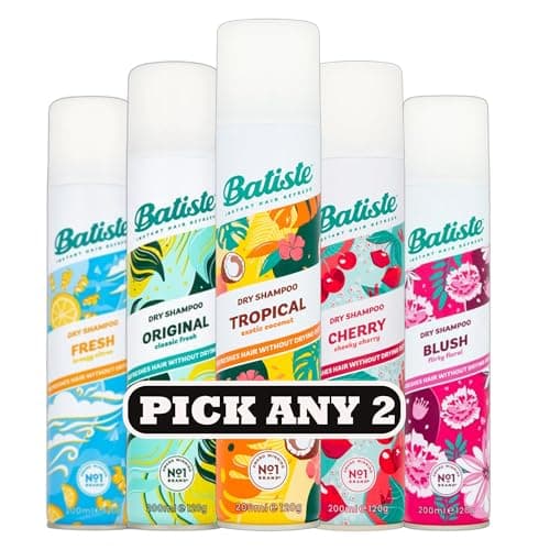 Image of Batiste Dry Shampoo 200ml | Pick Any 2 Scents | Fresh, Original, Tropical, Cherry, or Blush | Instant Hair Refresh Without Water | #No.1 Dry Shampoo