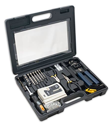 Image of 50 Pieces Network Tool Repair Kit, Ethernet LAN Cable Tester Computer Maintenance Coax Crimper Tool for RJ-45/11/12 Cat5/5e with Connector Accessories and Socket Set
