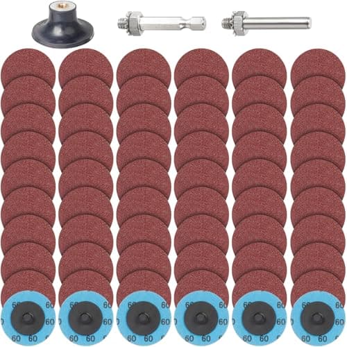 Image of PMIQSA 63 Pcs Quick Change Discs Set, 2 Inch (50mm) Sanding Discs with 1/4" Holder Grit 60, for Die Grinder Discs Surface Prep Burr Rust Paint Removal