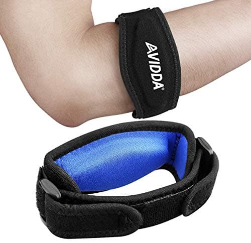 Image of AVIDDA Tennis Elbow Support Strap, Adjustable Elbow Brace with Compression Pad for Tennis Elbow, Golfers Elbow, Pain Relief, Men, Women Blue 1 Pack