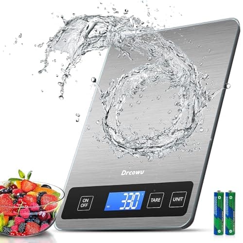 Image of Drcowu Digital Kitchen Scales with Large LCD Display, Food Weighing Scale 15kg for Cooking Bakery, Electric Baking Scales with Tare Function, Grams and Oz, Backlight LCD, 1g/0.1oz Accuracy
