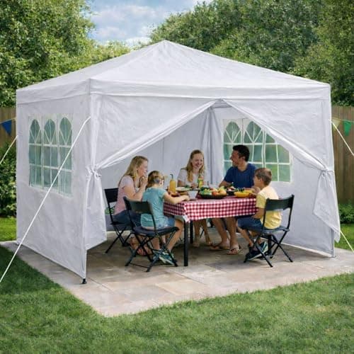 Image of Neo 3X3M Light Weight Event Gazebo 4 Side Panels Outdoor Waterproof Garden Party Tent Marquee Canopy Shelter Coated Steel Frame (White)
