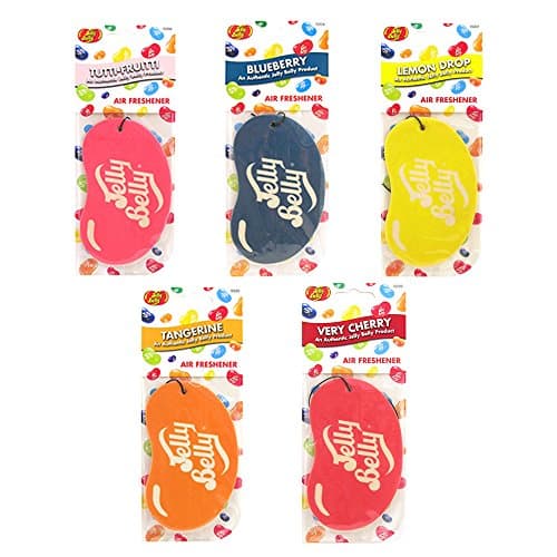 Image of CarPlan 5 x Assorted Jelly Belly 2D Car Air Freshener Set - Cherry, Blueberry, Tangerine, Lemon, Tutti Fruity
