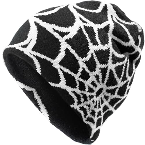 Image of MESU Unisex Knitted Beanie Hat Hip Hop Cap Slouchy Skull Cap for Women Men Black