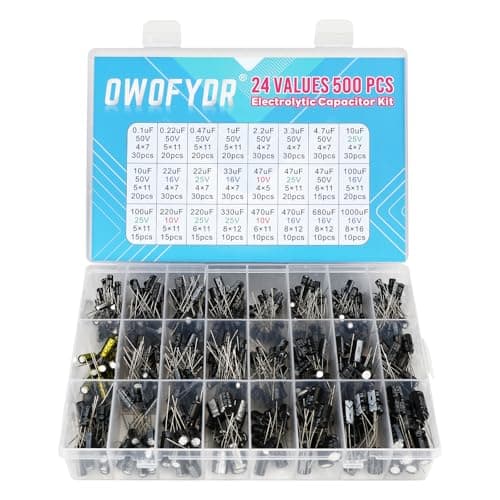 Image of 500-Piece Electrolytic Capacitor Assortment Kit – 24 Values (0.1μF–1000μF, 10V/16V/25V/50V) – Ideal for DIY Projects, Electronics Repair & Hobbyists