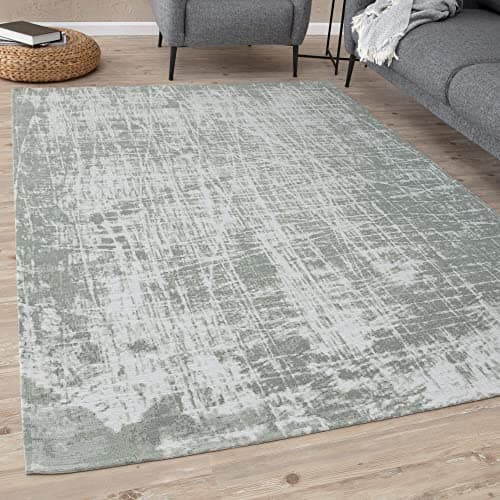 Image of THE RUGS Machine Washable Rug – Striped Design Rugs for Living Room, Bedroom, Hallway, Flat-weave Area Rugs, (Green, 160x230 cm)