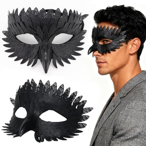Image of KAOVCXR Elegant Bird Mask,Venetian Mask, Masquerade Bird Mask for Men and Women, Raven Crow Owl Costume for Mardi Gras Halloween Cosplay Party