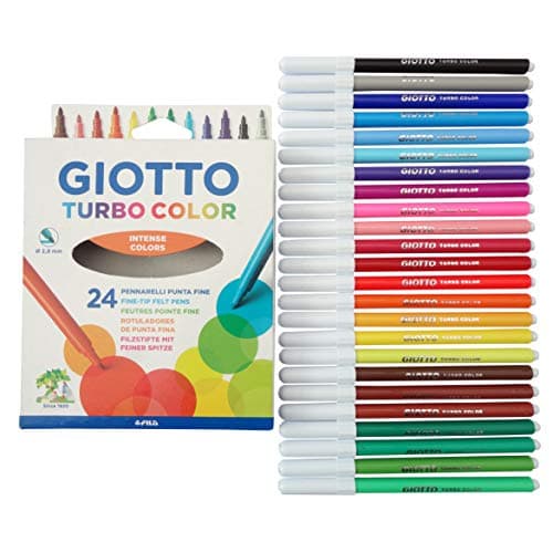 Image of Giotto 24 Pack Turbo Colour Felt Tip Fibre Pens - Fine - School Kids Art