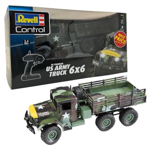 Image of Revell 24439 RC Crawler US Army Truck Remote Control Car, Camouflage, 6 Wheel Drive, 2.4GHZ