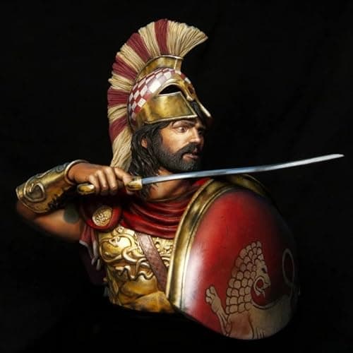 Image of 1/10 Scale Die-Cast Resin Bust Model Kit Greek Hoplite with Shield Statue Unassembled and Unpainted