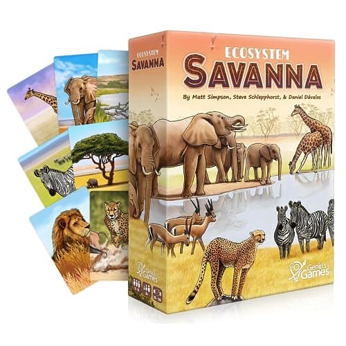 Image of Ecosystem: Savanna - A Family Card Game About Animals on Grassy Woodland of African Savanna - Fun & Educational Ecology Game for Kids & Adults - Strategy Board Game for Gamers, Students & Teachers