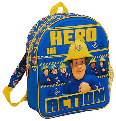 Image of Fireman Sam Bag Boys Backpack For School Kids Firefighter Sports Rucksack School Lunch Bag with Printed Straps