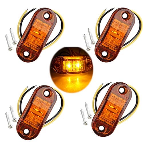 Image of Futheda 4pcs IP65 12V/24V Oval LED Side Marker Lights Front Rear Lights Lamps Universal Indicator of Position with Amber Bulbs for Truck Trailer Van Caravan Lorry Car Bus Boats