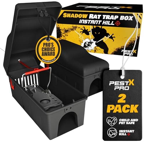 Image of Pest X Pro Shadow Professional Rat Trap Box - 2X, Safe For Kids & Pets, Heavy Duty Rodent Trap Station, Reusable & Easy To Set For Indoors & Outdoors, Rat Traps That Eliminate Instantly